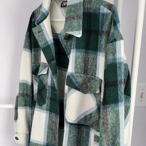 Zara Green Plaid Shacket/jacket - Size M
